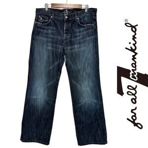 7 For All ManKind Men's Button Fly Long Relaxed Jeans Straight Leg Sz: 36